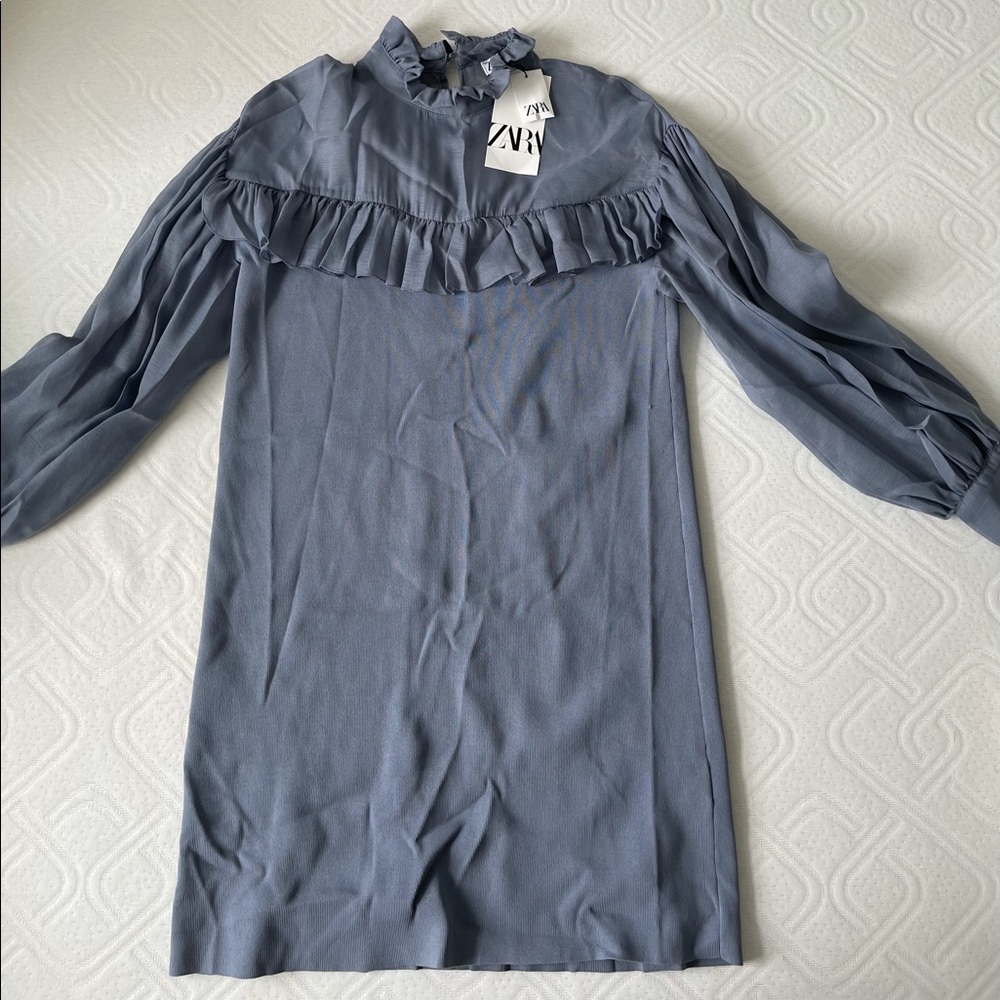 ZARA KNIT ORGANZA DRESS - Picture 6 of 15